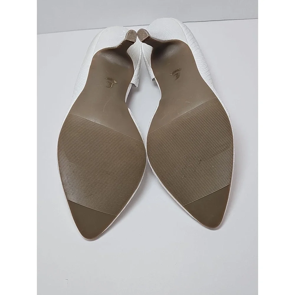 JUICY COUTURE SNAKESKIN TEXTURE PUMPS HEELS SZ 7 MED‎ JCCYRAWHITE 4-5 INCH HEEL